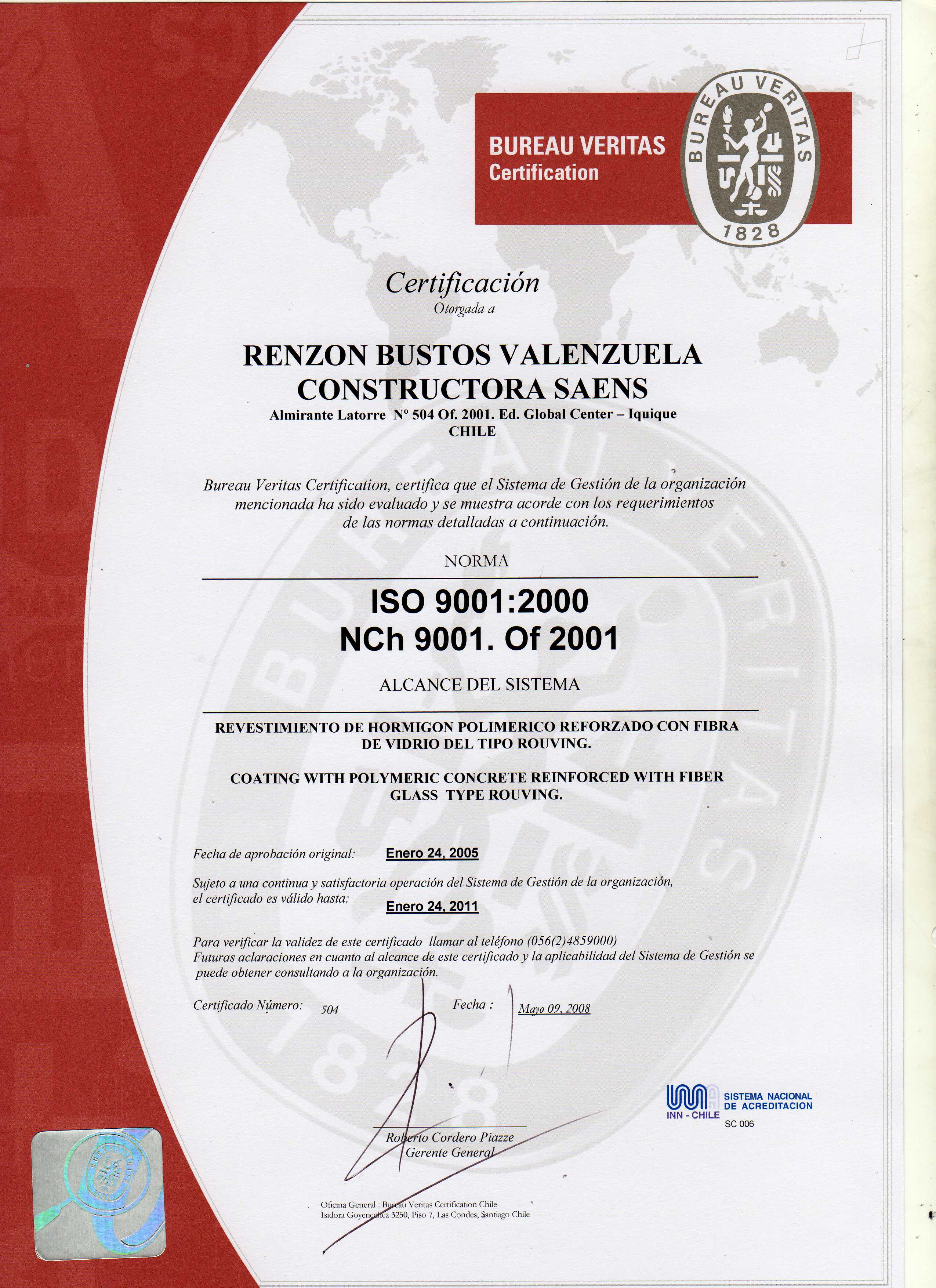 ISO 9001 : 2000 NACH 9001. OF 2001